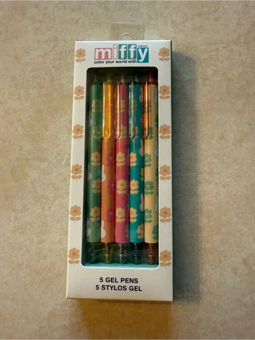 miffy flower gel pen pack of 5